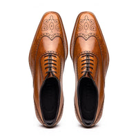 Stephano Wingtip Italian Calfskin Oxford in Camel by Zelli Italia