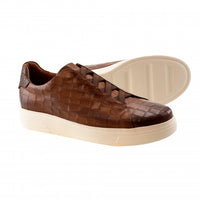Tate Gator Embossed Calfskin Sneaker in Cognac by T.B. Phelps