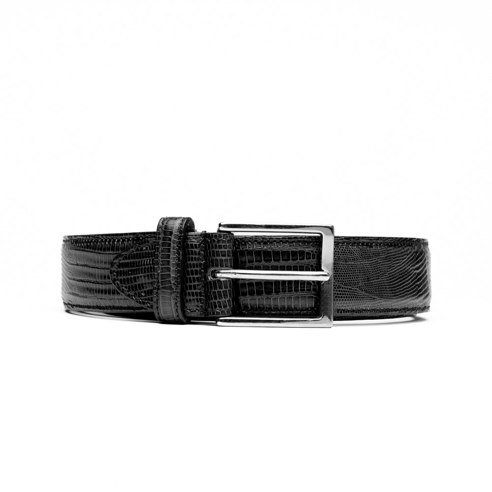 Teju Lizard Dress Belt in Black by Zelli Italia