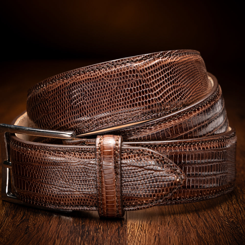 Teju Lizard Dress Belt in Brown by Zelli Italia