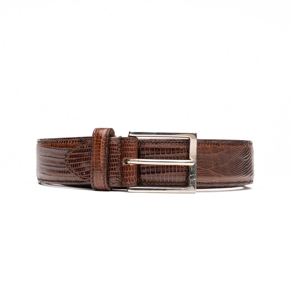 Teju Lizard Dress Belt in Brown by Zelli Italia