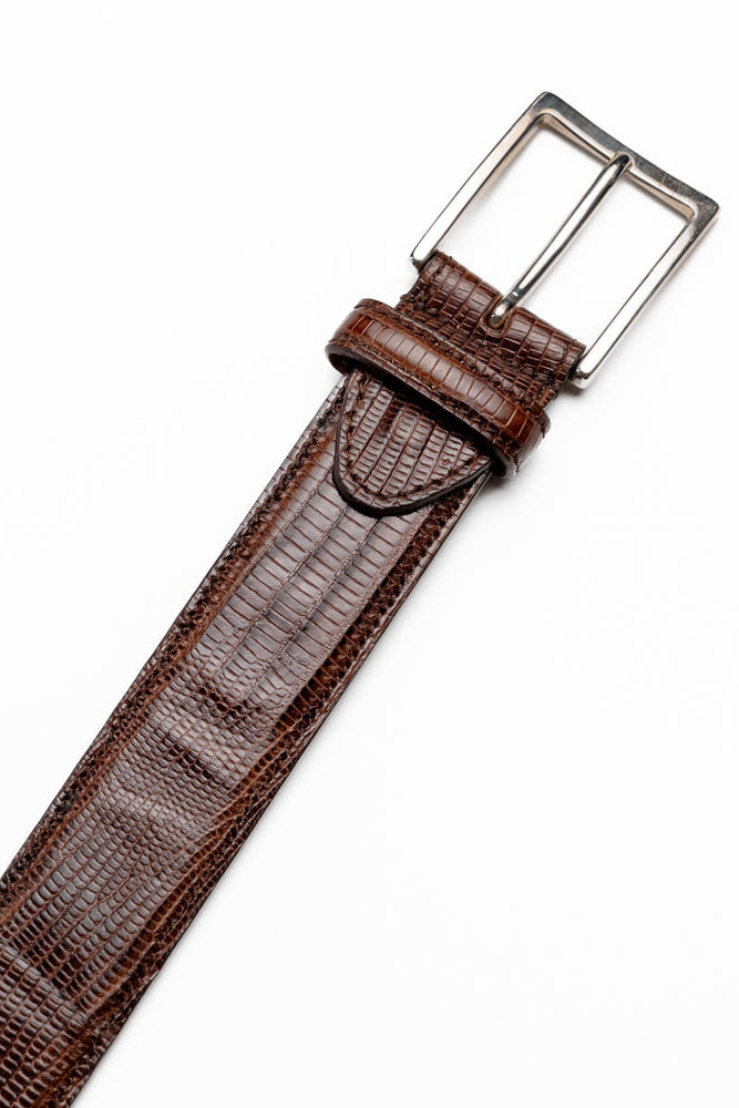 Teju Lizard Dress Belt in Brown by Zelli Italia