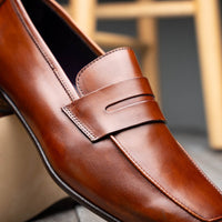 Tippa Italian Calfskin Penny Loafer in Cognac by Zelli Italia