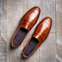 Tippa Italian Calfskin Penny Loafer in Cognac by Zelli Italia