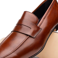 Tippa Italian Calfskin Penny Loafer in Cognac by Zelli Italia