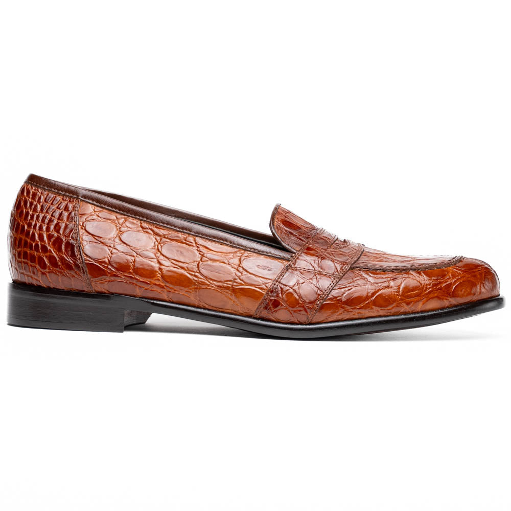 Tuscany Crocodile Penny Loafer in Cognac by Zelli Italia