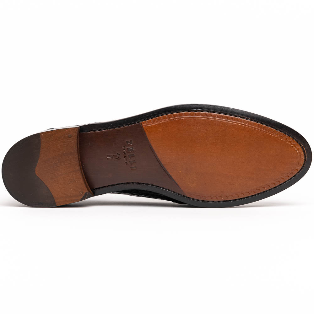 Tuscany Crocodile Penny Loafer in Black by Zelli Italia