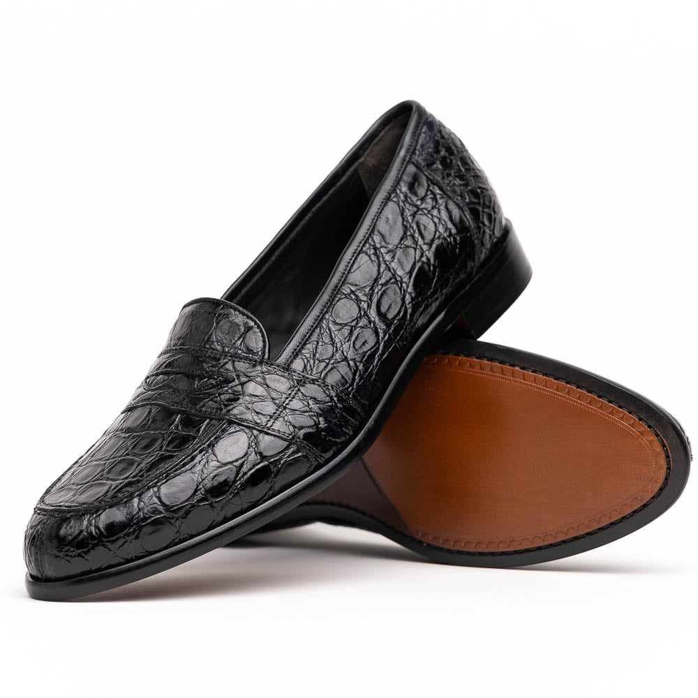 Tuscany Crocodile Penny Loafer in Black by Zelli Italia