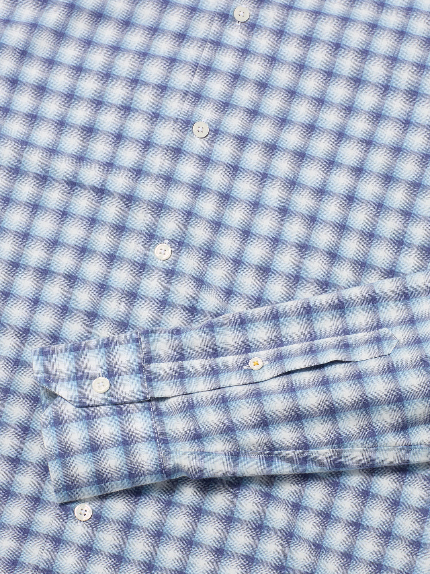 Reynolds Ultra Light Weight Brushed Ombre Plaid Shirt in Blue Multi by Robert Talbott