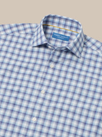Reynolds Ultra Light Weight Brushed Ombre Plaid Shirt in Blue Multi by Robert Talbott
