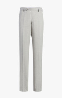 Devon Flat Front Super 110s Wool Serge Trouser in Pearl Grey (Modern Full Fit) by Zanella