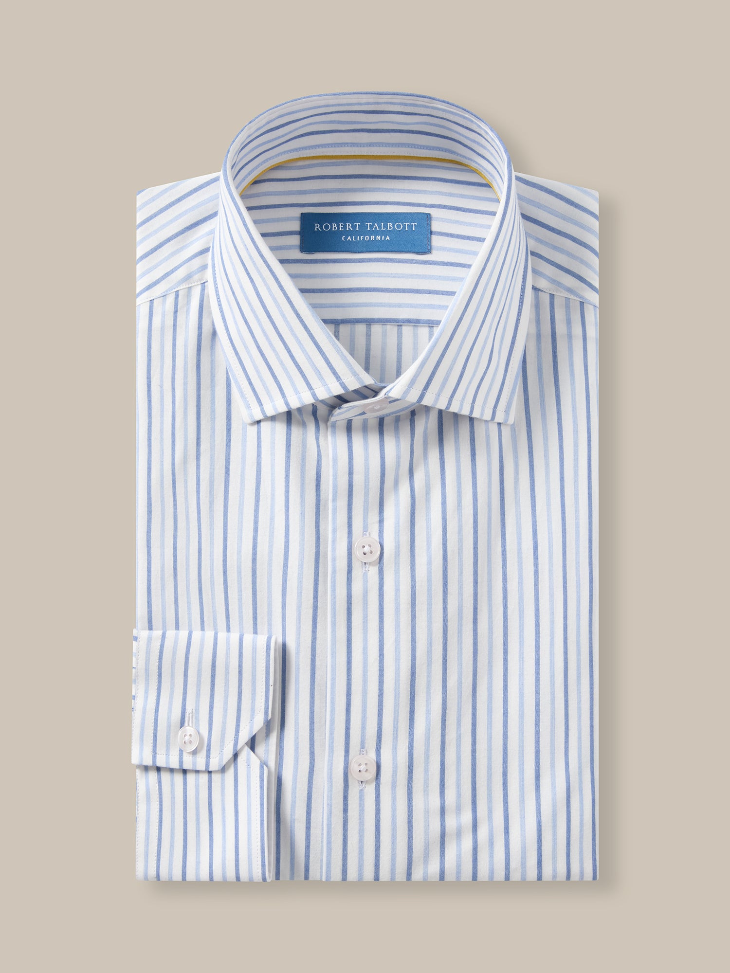 Reynolds Ultra Light Weight Brushed Stripe Shirt in Light Blue Multi by Robert Talbott