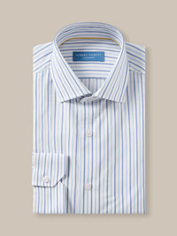 Reynolds Ultra Light Weight Brushed Stripe Shirt in Light Blue Multi by Robert Talbott