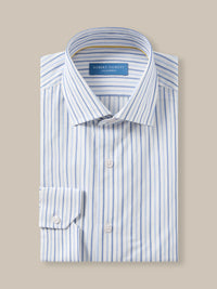 Reynolds Ultra Light Weight Brushed Stripe Shirt in Light Blue Multi by Robert Talbott
