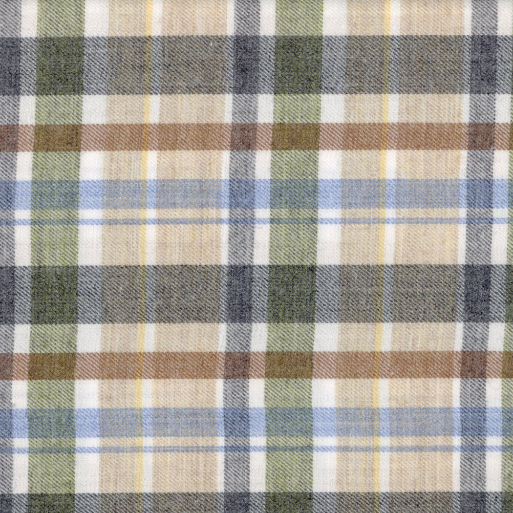 Reynolds Ultra Light Weight Brushed Plaid Shirt in Flax Multi by Robert Talbott