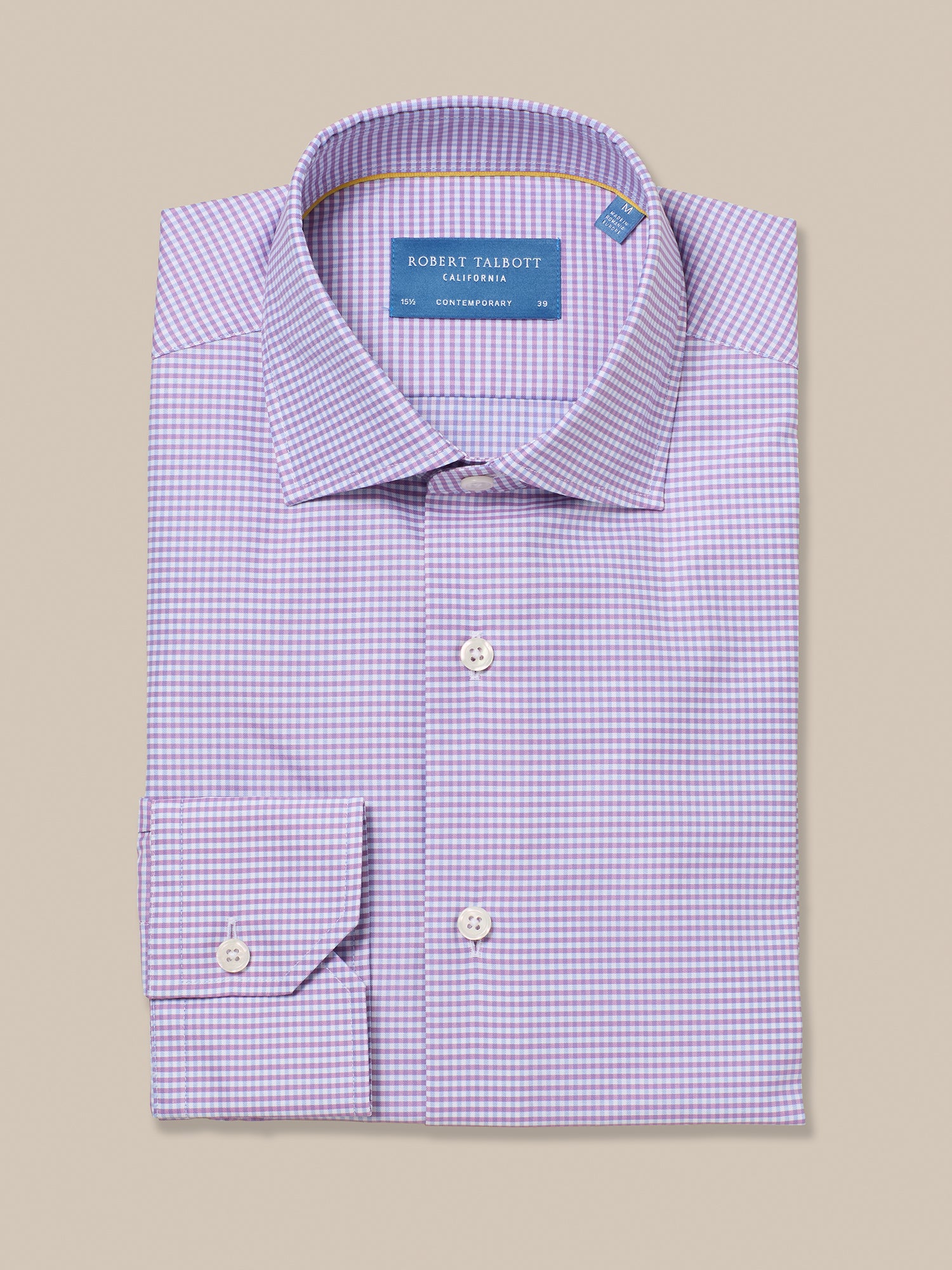 Reynolds Cotton Twill Shirt in Sky and Raspberry Check by Robert Talbott