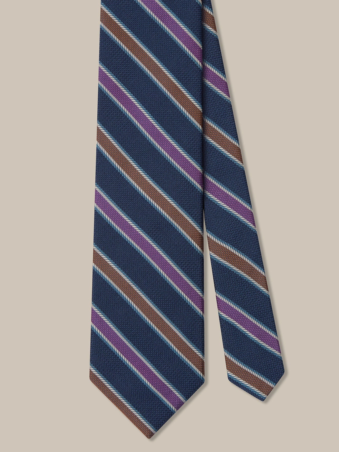 Navy Multi Textured Stripe 'Best of Class' Silk Tie by Robert Talbott
