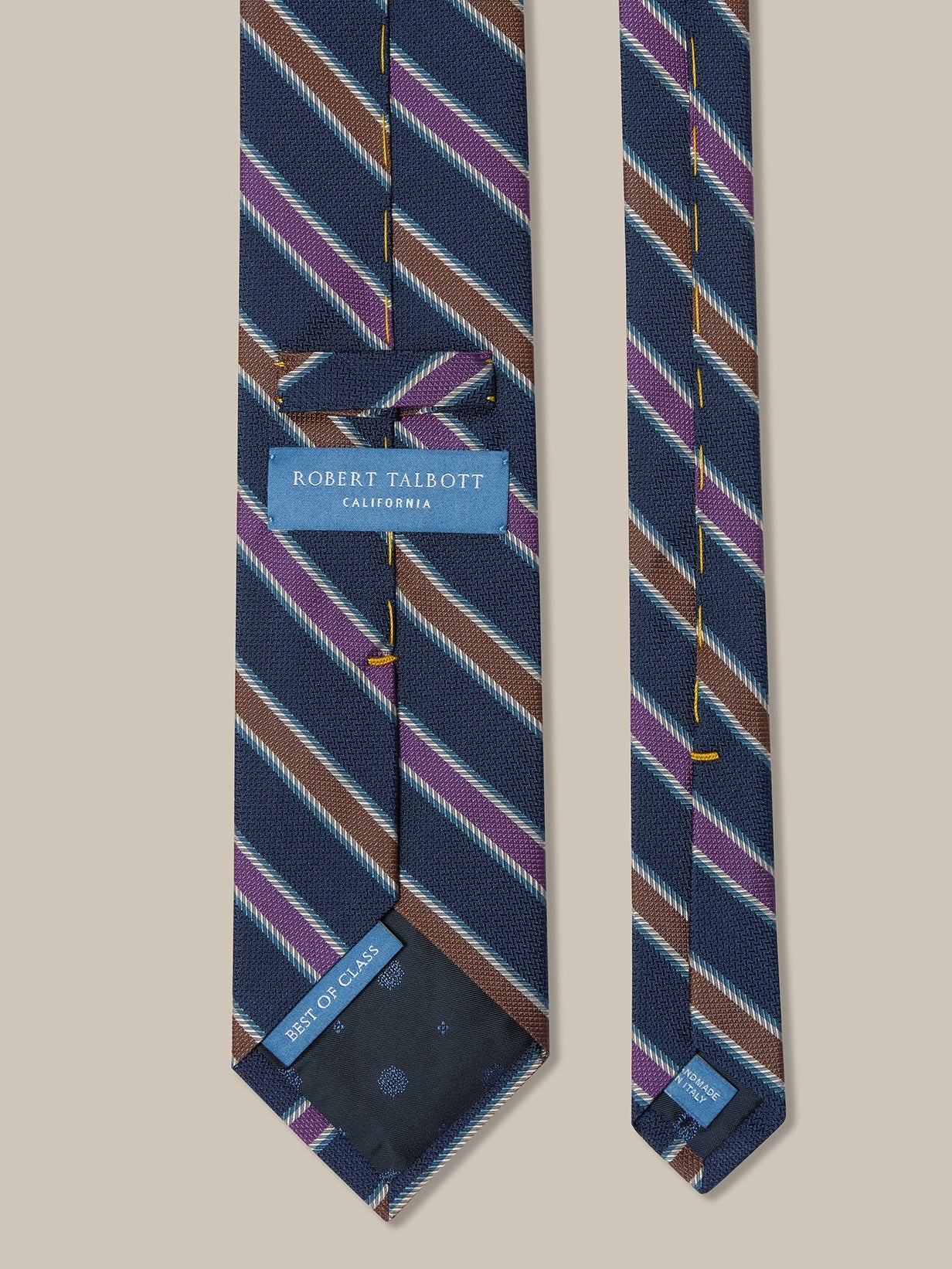 Navy Multi Textured Stripe 'Best of Class' Silk Tie by Robert Talbott