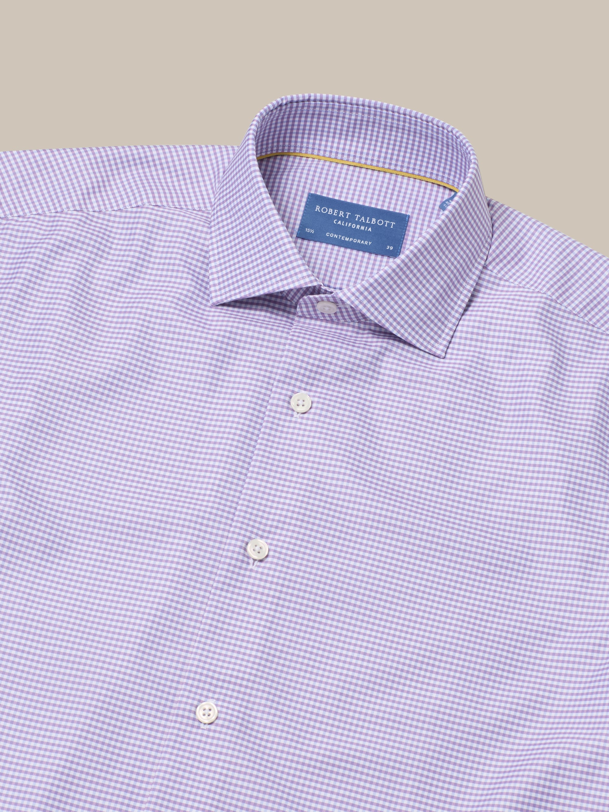 Reynolds Cotton Twill Shirt in Sky and Raspberry Check by Robert Talbott