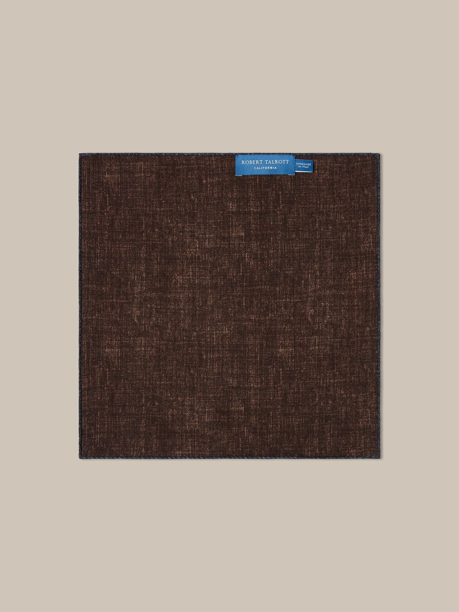 Collins Silk Reversible Floral/Solid Pocket Square in Blue and Brown Multi by Robert Talbott