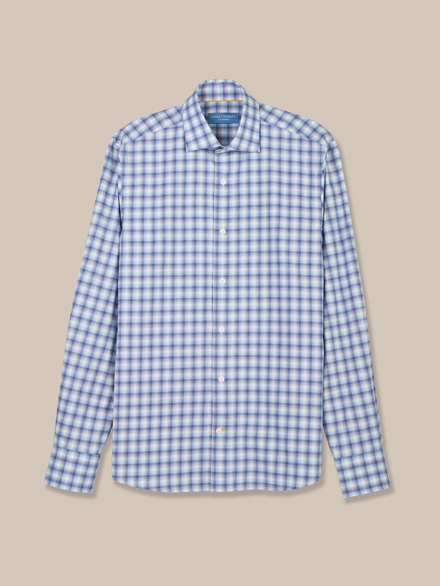 Reynolds Ultra Light Weight Brushed Ombre Plaid Shirt in Blue Multi by Robert Talbott