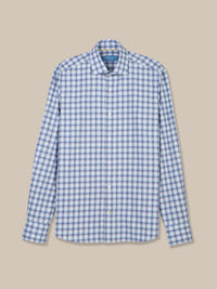 Reynolds Ultra Light Weight Brushed Ombre Plaid Shirt in Blue Multi by Robert Talbott