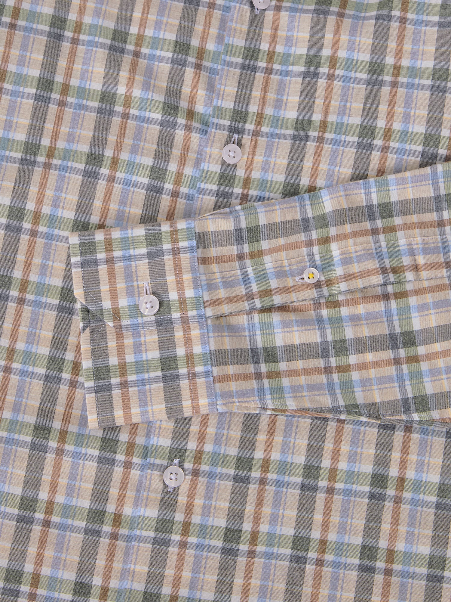 Reynolds Ultra Light Weight Brushed Plaid Shirt in Flax Multi by Robert Talbott
