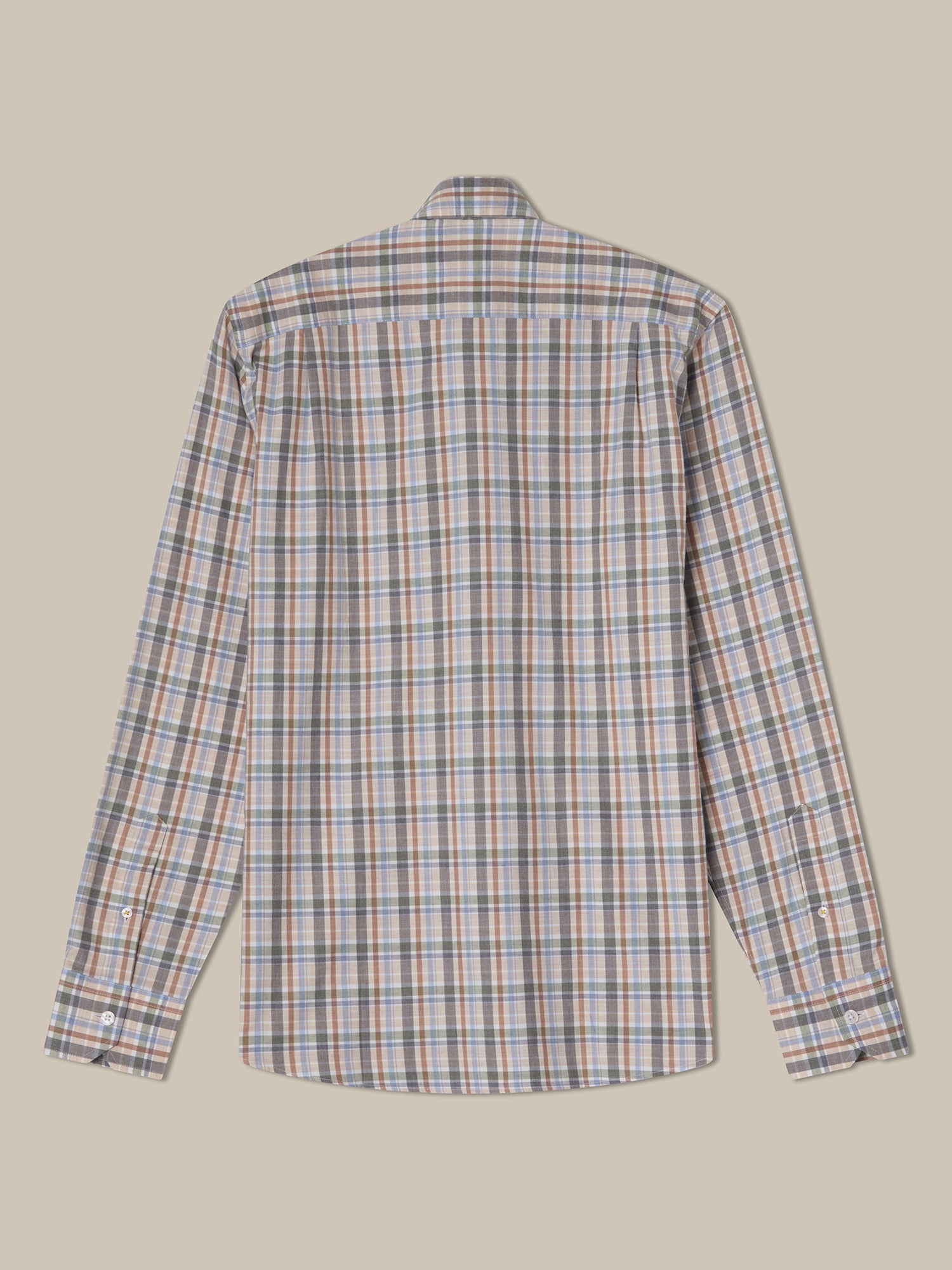 Reynolds Ultra Light Weight Brushed Plaid Shirt in Flax Multi by Robert Talbott
