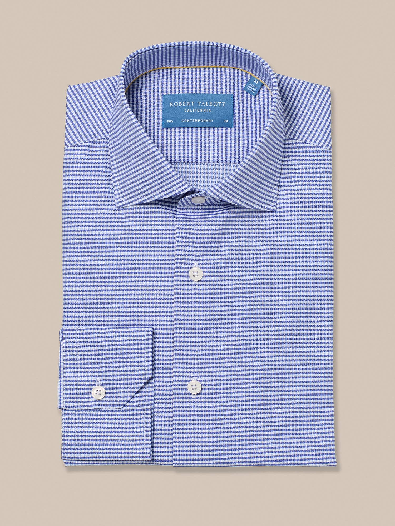 Reynolds Cotton Twill Shirt in Navy Check by Robert Talbott