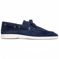 Venice Italian Sueded Goatskin Boat Shoes in Navy by Zelli Italia
