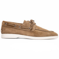 Venice Italian Sueded Goatskin Boat Shoes in Taupe by Zelli Italia