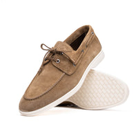 Venice Italian Sueded Goatskin Boat Shoes in Taupe by Zelli Italia