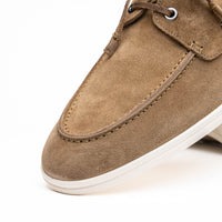Venice Italian Sueded Goatskin Boat Shoes in Taupe by Zelli Italia