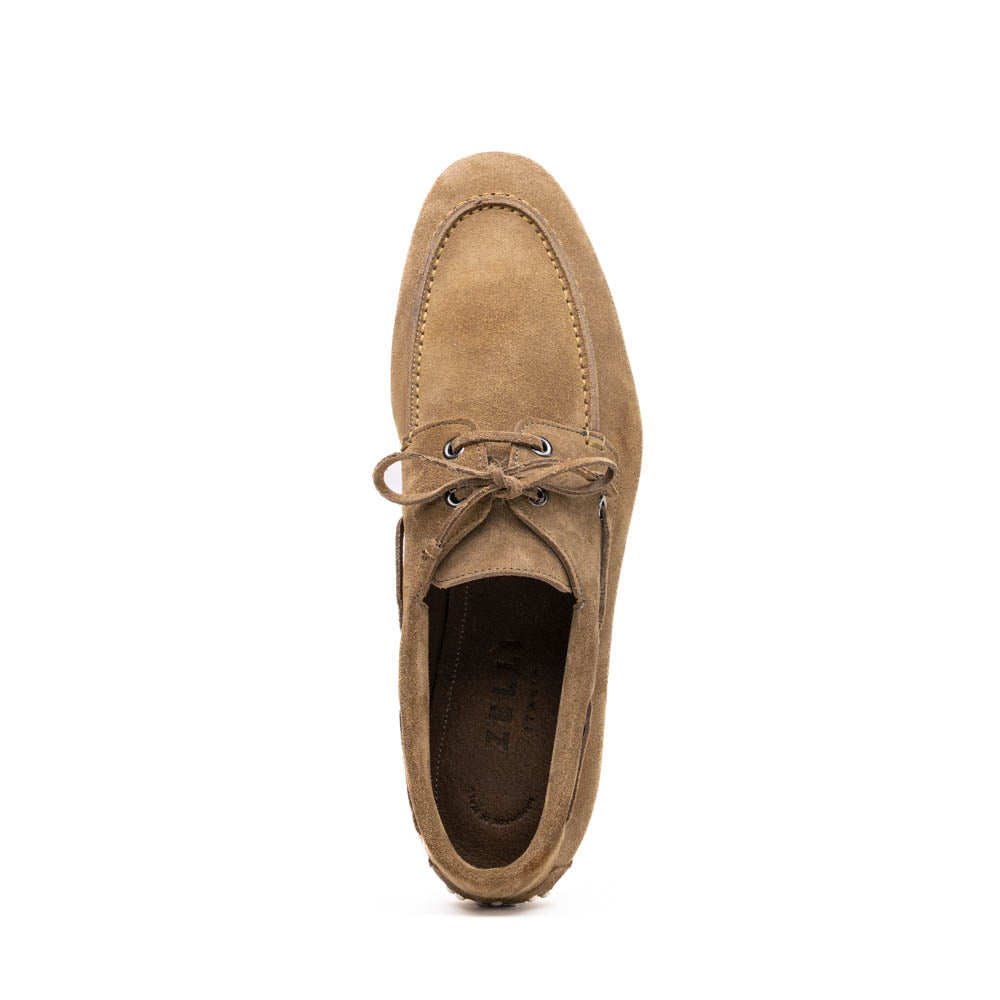 Venice Italian Sueded Goatskin Boat Shoes in Taupe by Zelli Italia