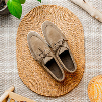 Venice Italian Sueded Goatskin Boat Shoes in Taupe by Zelli Italia