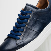 Vivo Tumbled Italian Calfskin Sneaker in Navy by Zelli Italia