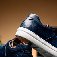 Vivo Tumbled Italian Calfskin Sneaker in Navy by Zelli Italia