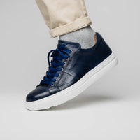 Vivo Tumbled Italian Calfskin Sneaker in Navy by Zelli Italia