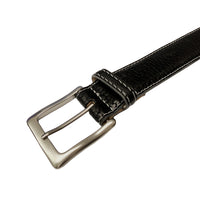 Webster Bison Leather Belt with Contrast Stitch Edge in Black by T.B. Phelps