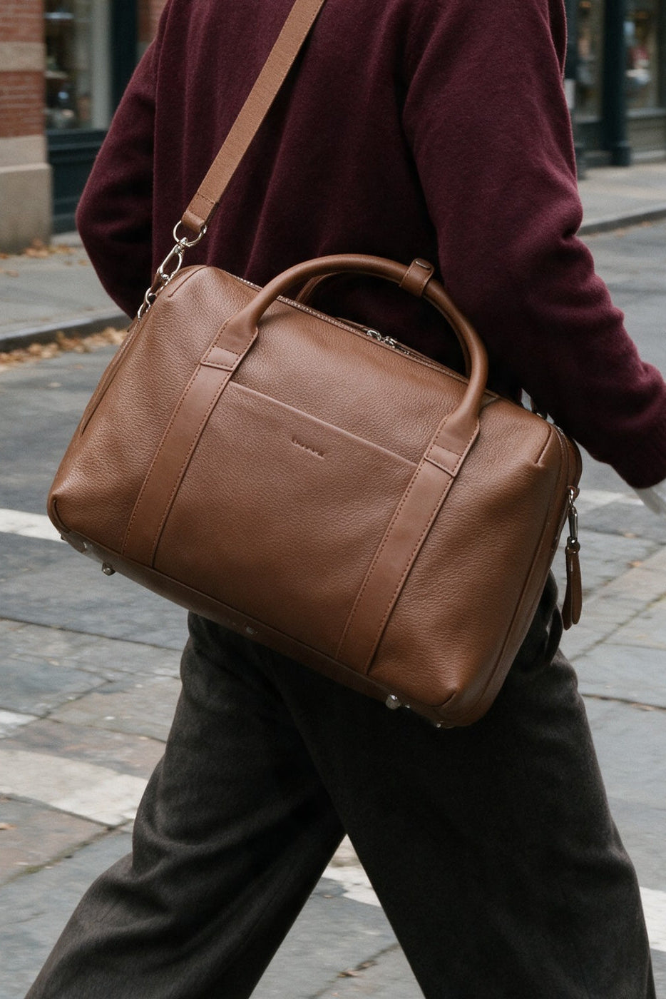 Duffle Leather Suitcase in Sand by Wool & Oak