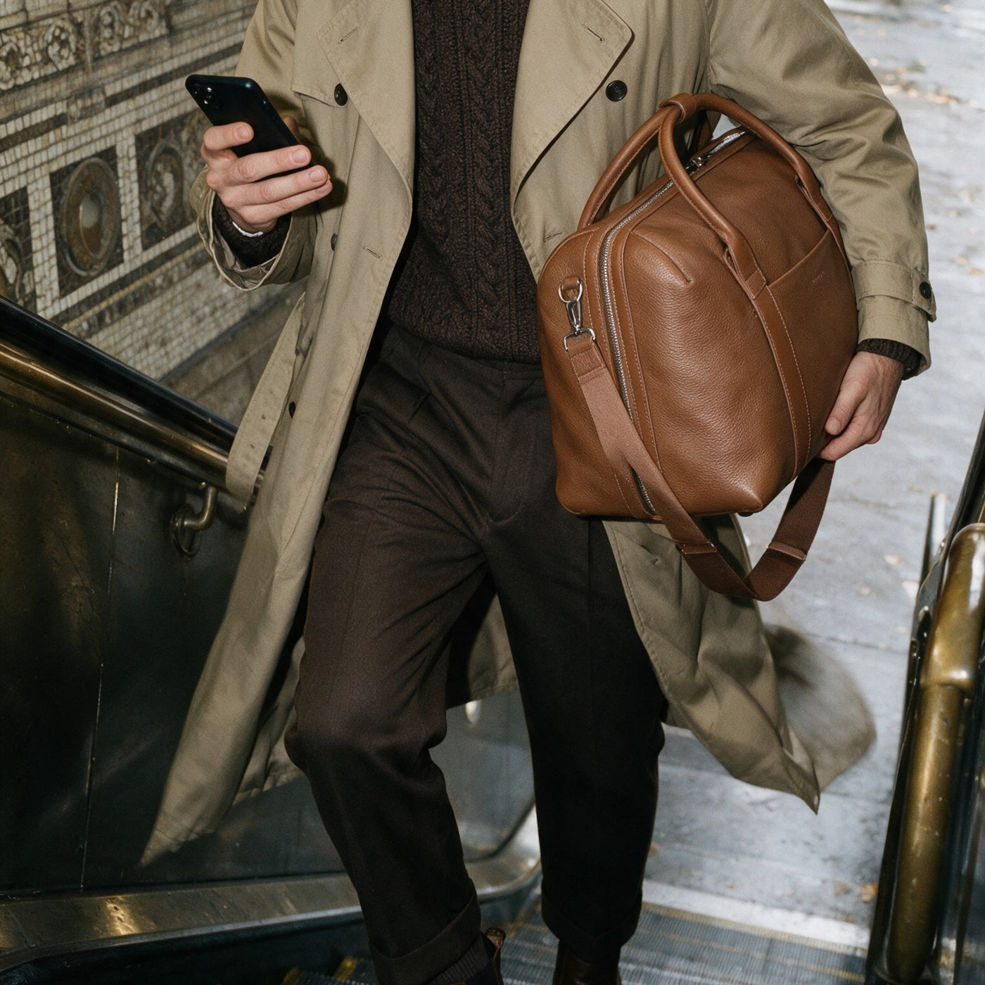 Duffle Leather Suitcase in Sand by Wool & Oak