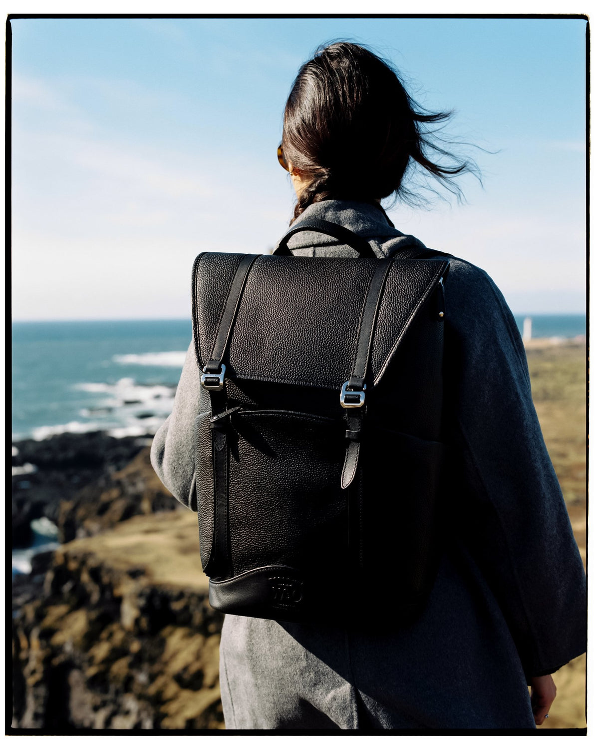Wings Leather Travel Backpack in Jet Black by Wool & Oak