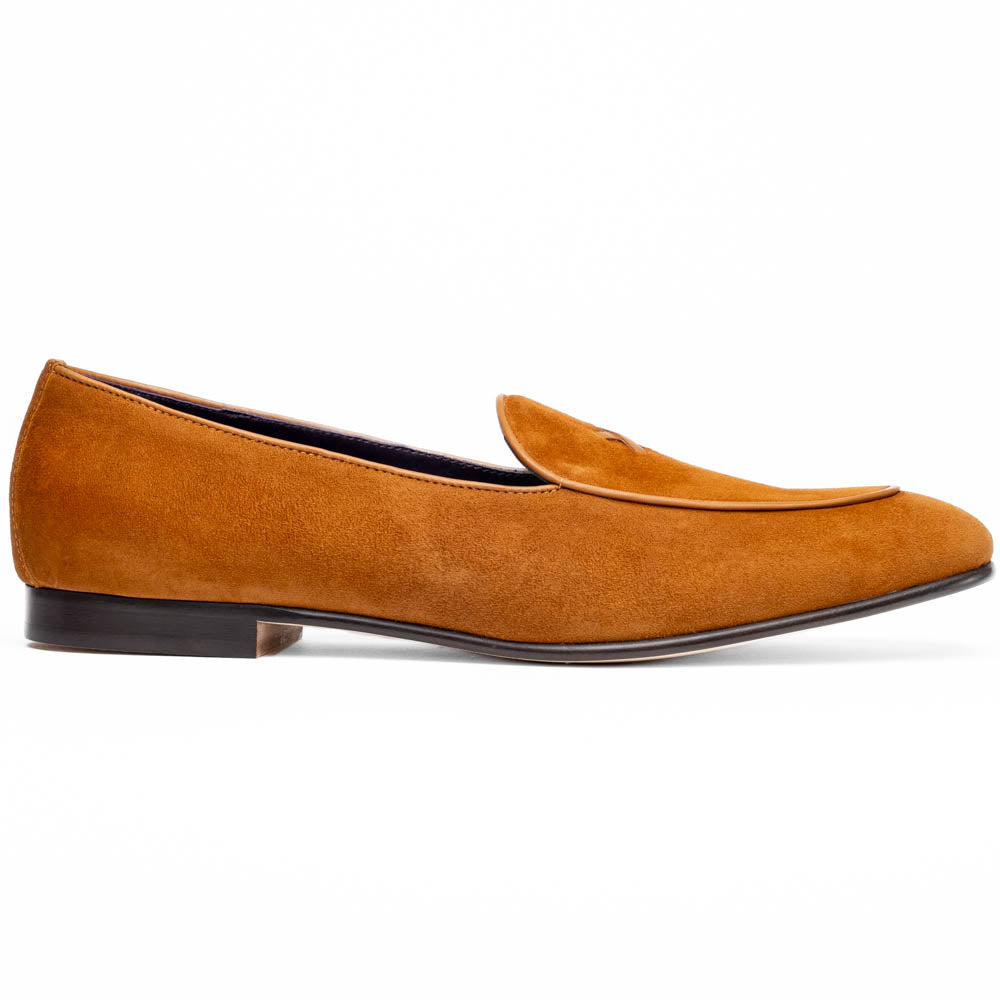 X Italian Sueded Goatskin Loafer in Cognac by Zelli Italia