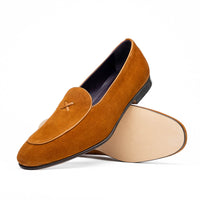 X Italian Sueded Goatskin Loafer in Cognac by Zelli Italia