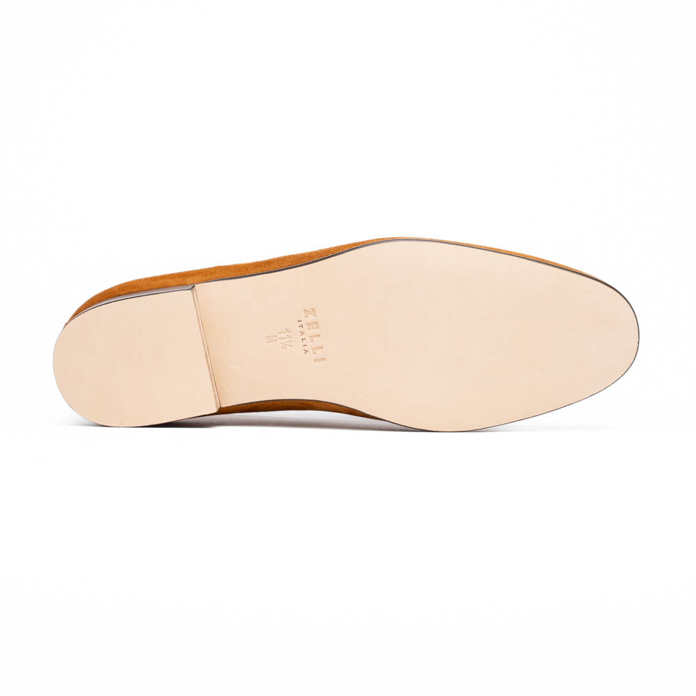 X Italian Sueded Goatskin Loafer in Cognac by Zelli Italia