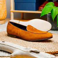 X Italian Sueded Goatskin Loafer in Cognac by Zelli Italia