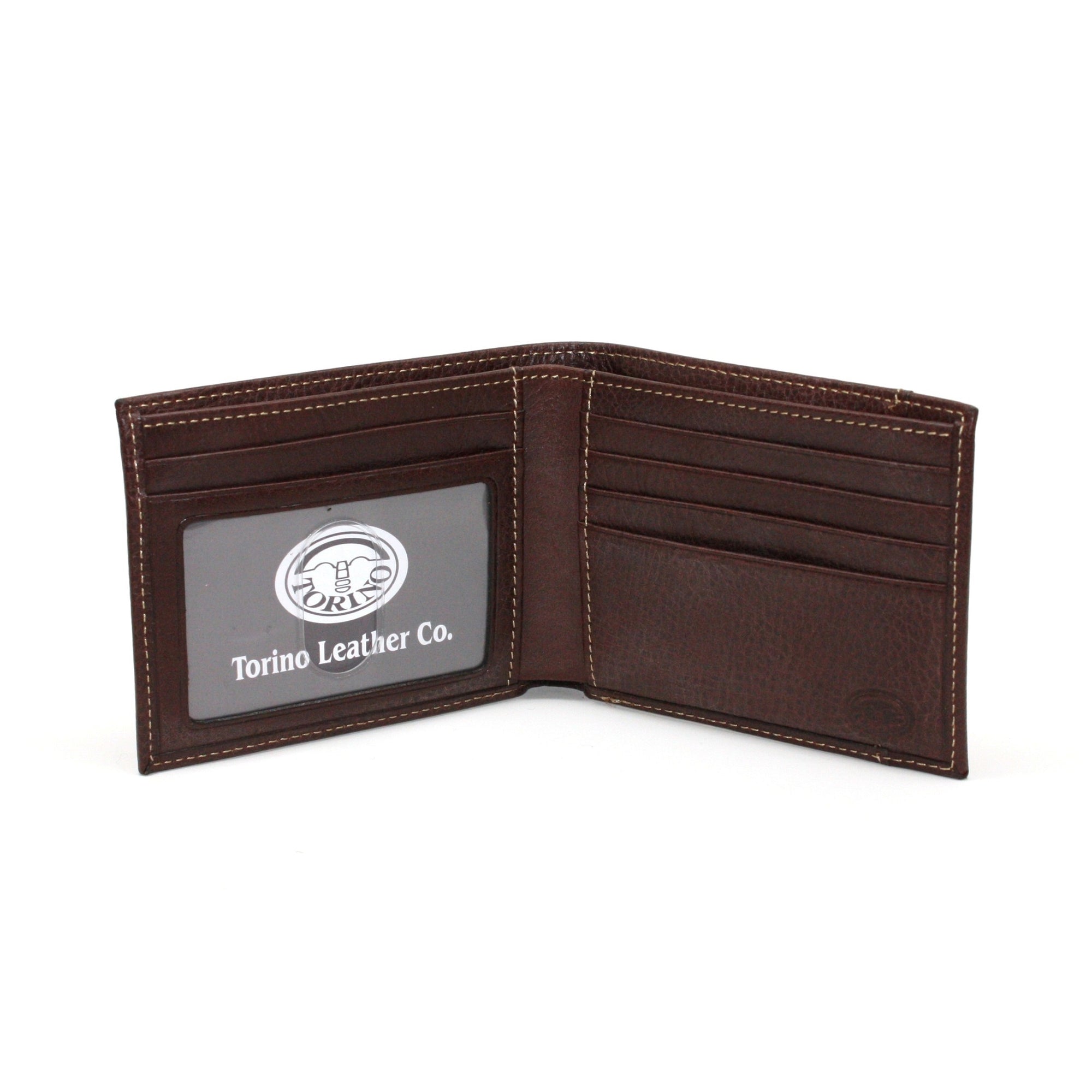 Tumbled Glove Leather Billfold Wallet in Brown by Torino Leather