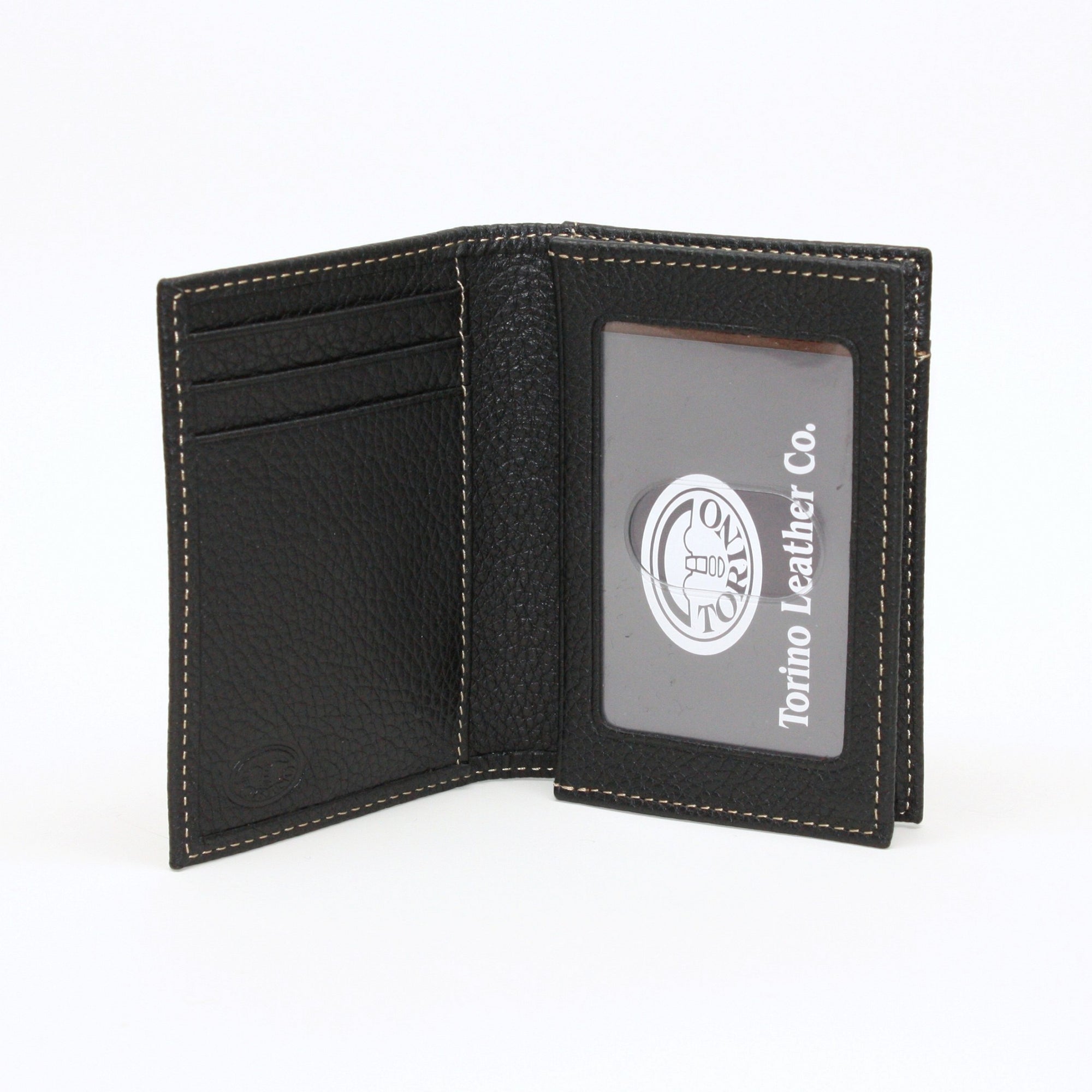 Tumbled Glove Leather Gusseted Card Case in Black By Torino Leather