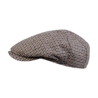 Ivy One Piece Wool Cap in Dark Camel Small Dogtooth Check (Size 56) by Wigens