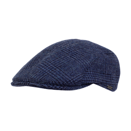 Ivy Modern Royal Pattern Check Wool Cap in Dark Blue by Wigens